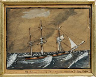 Captain N.S. Osgood (Newburyport, Massachusetts, 1825)      Ship Patomac scudding uder a close reefd Fore Topsail