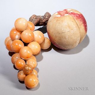 Large Stone Peach and Grapes