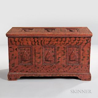 Carved and Paint-decorated Diamond-point Blanket Chest