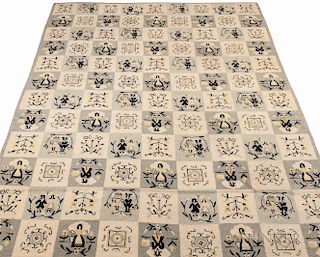 Large Hooked Carpet with Colonial Revival Designs