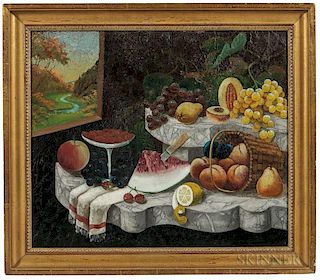 American School, 19th Century      Still Life with Fruit on a Marble Table