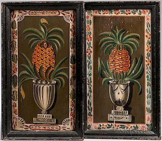 Pair of Polychrome Painted Panels