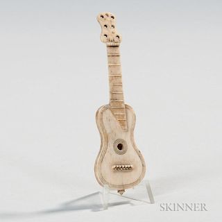 Miniature Carved Whalebone Guitar