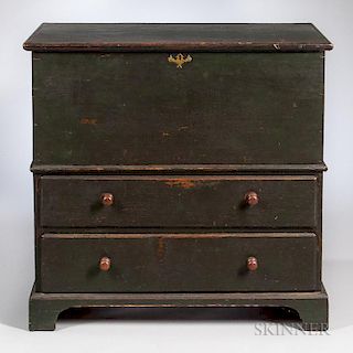 Early Green-painted Pine Chest over Two Drawers