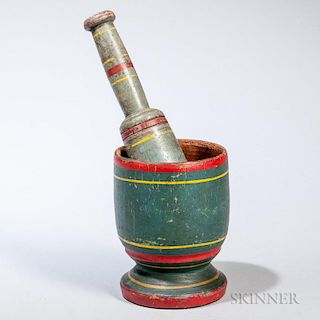 Turned and Painted Mortar and Pestle