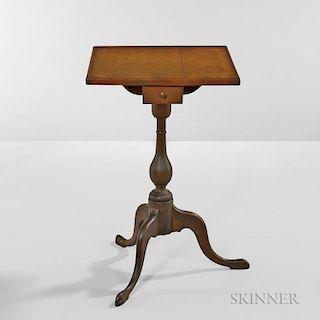 Cherry Inlaid Candlestand with Drawer