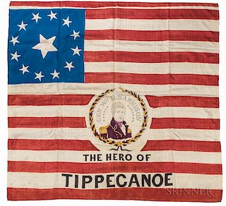 William Henry Harrison "The Hero of Tippecanoe" Silk Campaign Banner