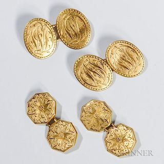 Two Pairs of Early Gold Sleeve Buttons