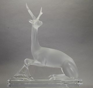 Lalique Crystal Figure of a Reclining Deer
