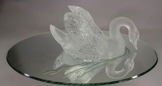 Lalique, Large Swan w/ Oval Mirror
