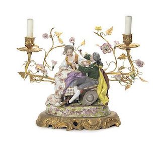 A Continental Porcelain Figural Group, Width 9 inches.