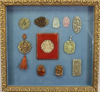 11 Cased Chinese Carved Stones