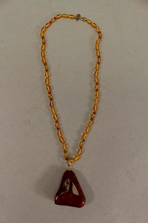 Miriam Haskell Amber Pendant Necklace