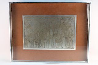 Mid Century Modern Framed Abstract Plaque