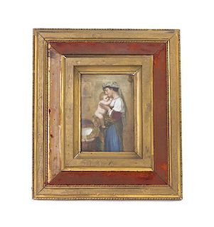 A German Porcelain Plaque, AFTER CHARLES JALABERT (FRENCH, 1819-1901), Height 6 3/4 x width 5 inches.