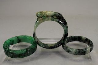 (3) Chinese Carved Bangles