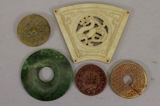 (5) Archaic Style Carved Chinese Pendants