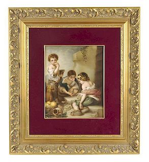 A German Porcelain Plaque, AFTER BARTALOME MURILLA (SPANISH, 1617-1682), Height 12 1/4 x width 9 3/4 inches.