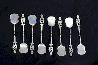 (8) European Silver Dessert Spoons
