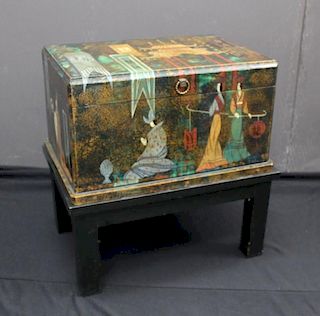 Chinese Lacquerware Chest on Stand