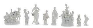 Eight Berlin (K.P.M.) Blanc de Chine Porcelain Figures and Figural Groups, Height of first 8 3/4 inches.