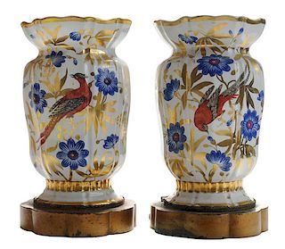 Pair of Vases Painted with Red Birds