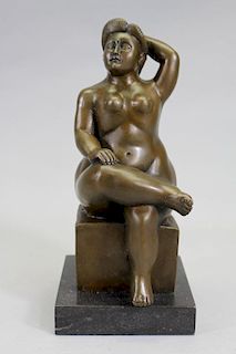 After Botero, Signed Bronze of Woman