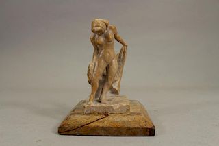Carved 20th C. Sculpture of Nude Bather