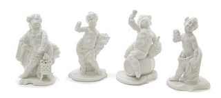 A Set of Four Nymphenburg Blanc de Chine Figures, Height of tallest 5 1/2 inches.