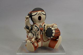 D Trujillo, Signed Figural New Mexico Pottery