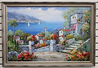 20th C. Italian Painting of Amalfo Coast, Signed