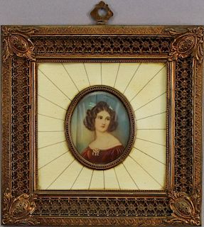 Antique Oval Portrait of a Young Woman