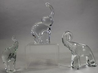 (3) Crystal Elephant Figurines
