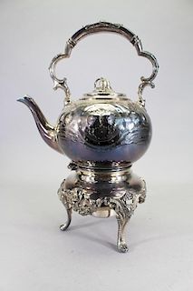 Antique Silverplate Tea Kettle on Stand