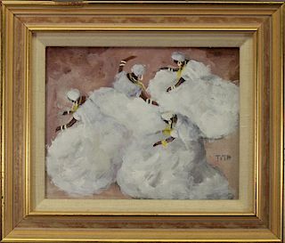 Signed, 20th C. Painting of 4 Dancers