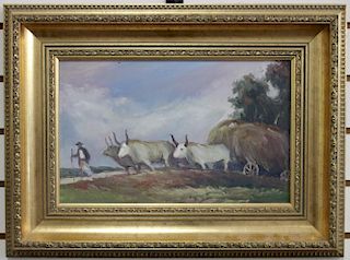 20th C. Bucolic Landscape with Oxen