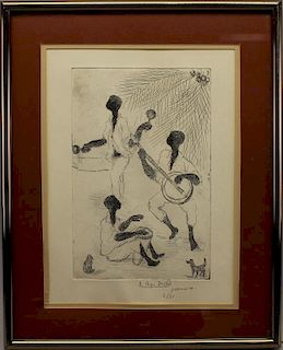 Signed, Etching of Jamaican Musicians 6/46
