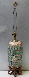 Antique Chinese Enamel Decorated Porcelain Lamp.