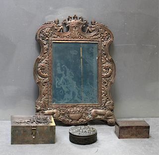 Lot of Ornate Silverplate. To Include a Mirror