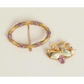 Two 14k Brooches