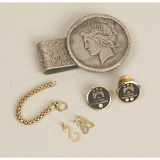 Assorted 14K Jewelry, and Silver Dollar Money Clip