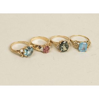 Four Assorted Gemstone Rings