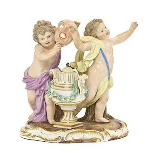 A Meissen Porcelain Figural Group, Height 4 7/8 inches.