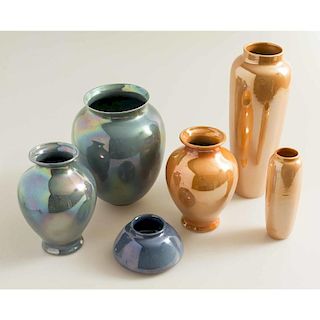 Six Cowan Art Pottery Vases