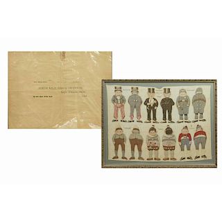 Two Assorted Pieces - Palmer Cox Brownies Cloth Cutouts & "Auditor Wells, Fargo & Co's Express" Book Page