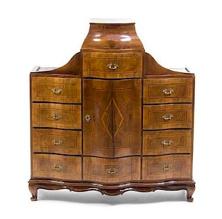 A German Walnut Table Top Cabinet, Height 42 1/2 x width 40 x depth 13 1/2 inches.
