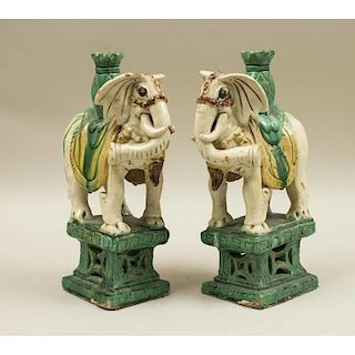 Pair of Qing Dynasty Elephant Ornaments
