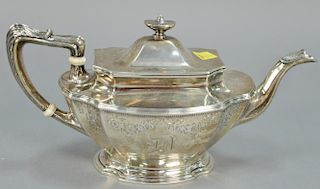 Gorham sterling silver two pint tea pot, lg. 11 1/2in., 25 t oz.