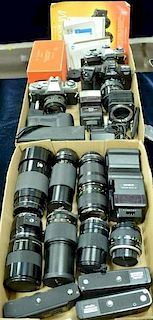 Two box lots: Camera lot including Minolta Kopil Bellowscope SR, X370 with 50/1.7, XDII with Gemini 28/2.8, Maxxum 7000i with