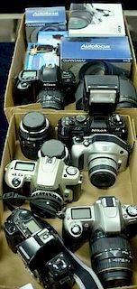 Two box lots: Lot of Nikon AF cameras and lenses including N-60 with 50/1.8 Especies, two AF Nikkor 70-3mm G, AF Micro Nikkor